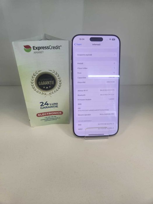 Iphone 16 Pro Max 256 GB (Ag8 Tudor1/B74324) – Garantie 2 Ani!