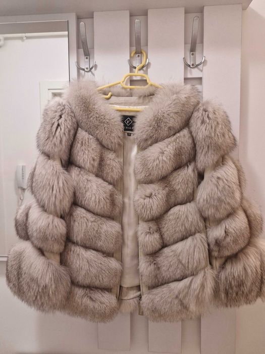 Haina din blana naturala de vulpe 2in1