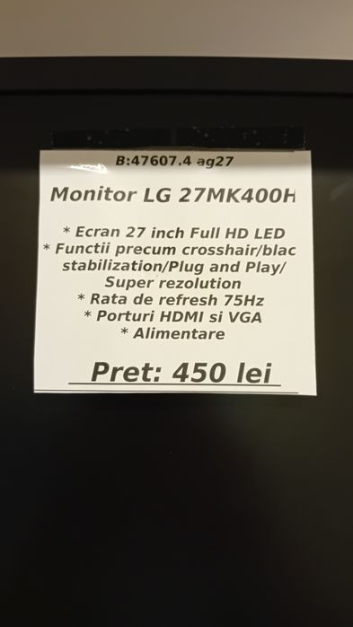 Monitor LG 27'' AG20 Dancu b47607 Garanție 2 ani