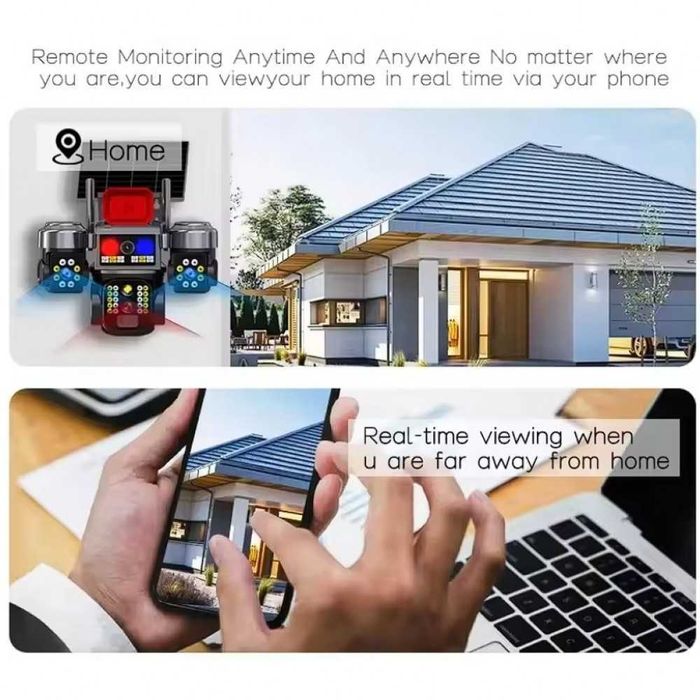 Соларна камера охранителна SUNVISION 16MP 3 обектива аларма Wi-Fi