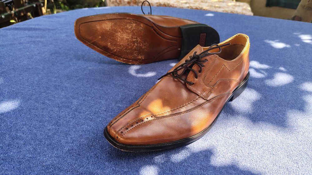 Pantofi Borelli, piele maro, marime 46