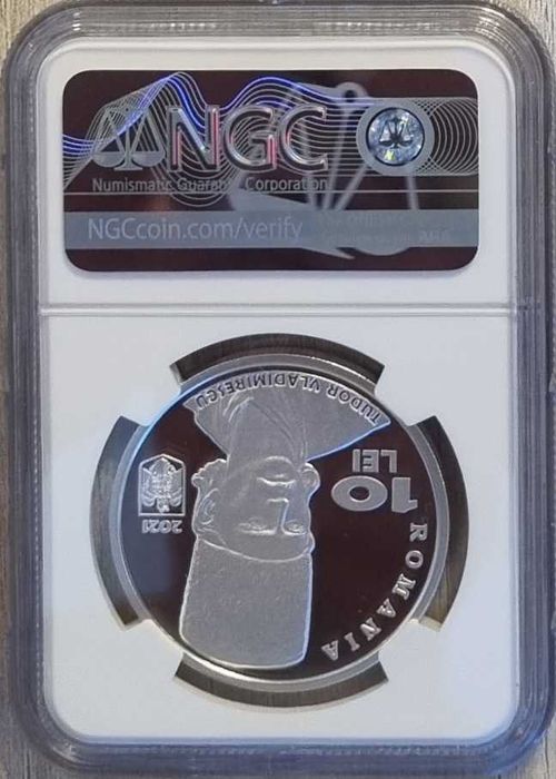 Moneda BNR 10 lei argint Tudor Vladimirescu gradata NGC PF 69 UC