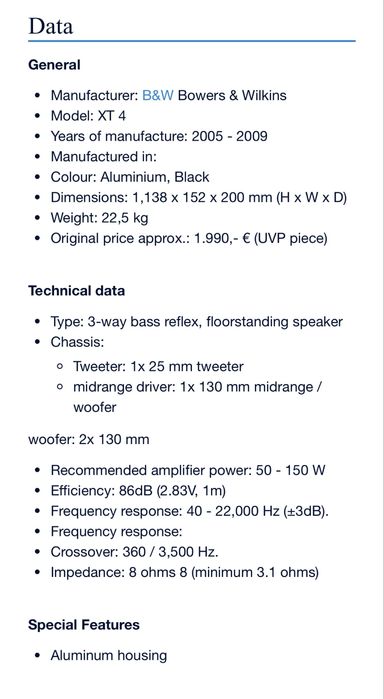 Boxe podea  Bowers & Wilkins XT4