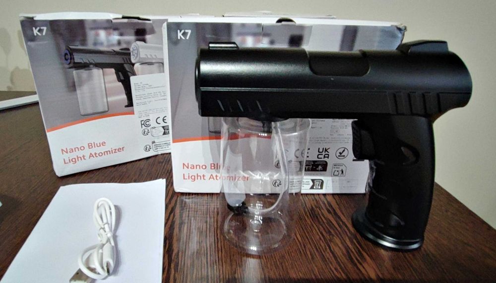 Pistol nano-pulverizare 2 duze cu atomizor  K7 -8 led ULV 2025