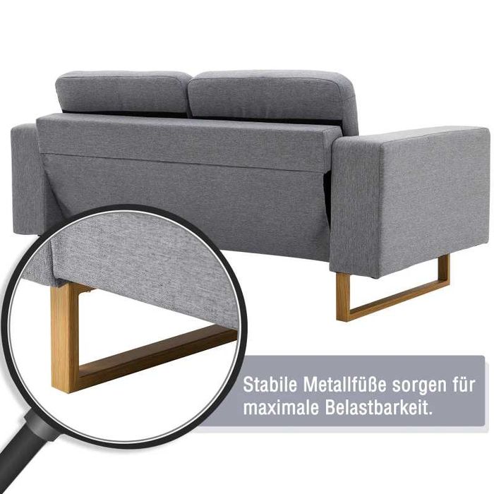 Двуместен диван HOMCOM®, тапициран диван, подлакътник, светлосив