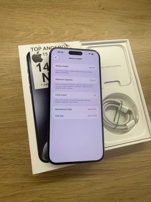 15 Pro max Blue Titanium 256GB-Като нов 100% батерия