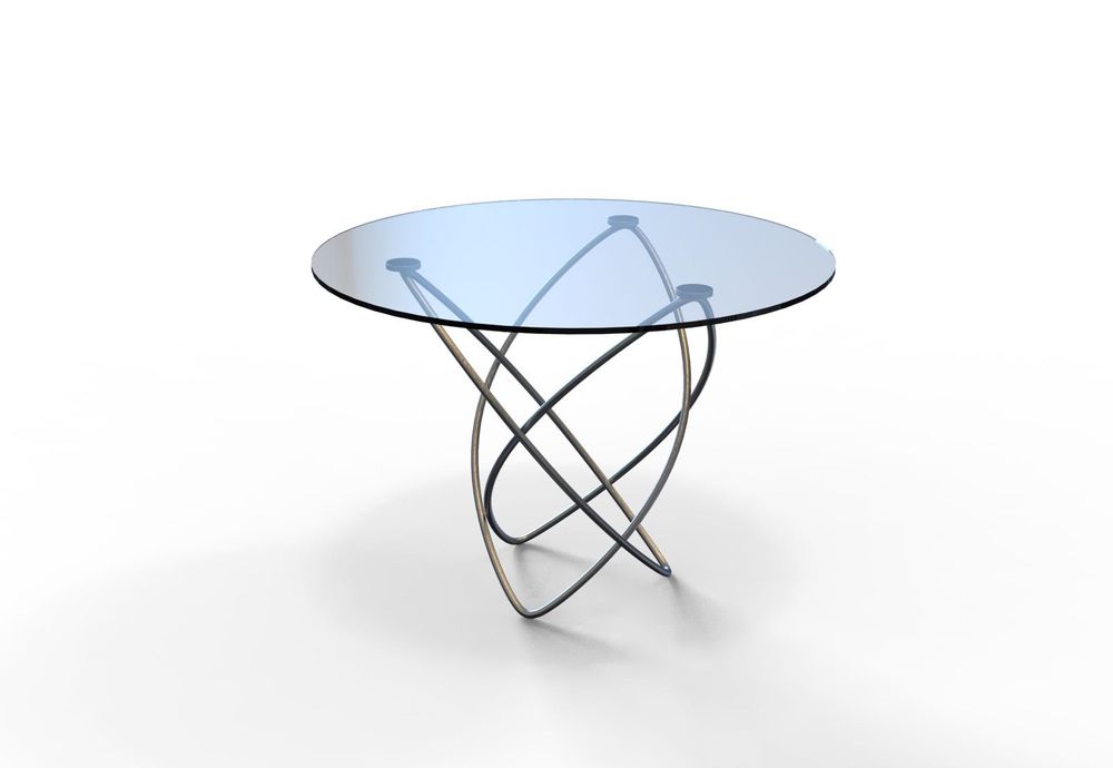 Кръгла  маса полирана неръждаема стомана със закалено стъкло ф90