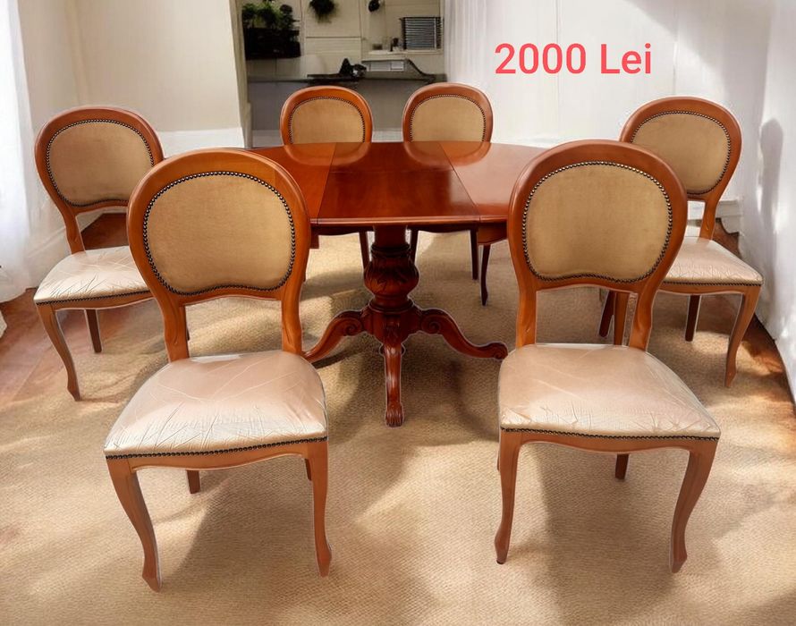 Masa cu Scaune din Lemn Masiv Vintage