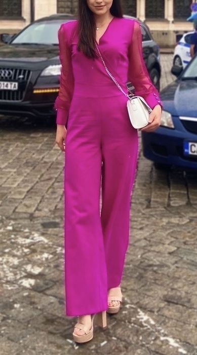 Елегантен официален гащеризон в цвят фуксия. - С/М