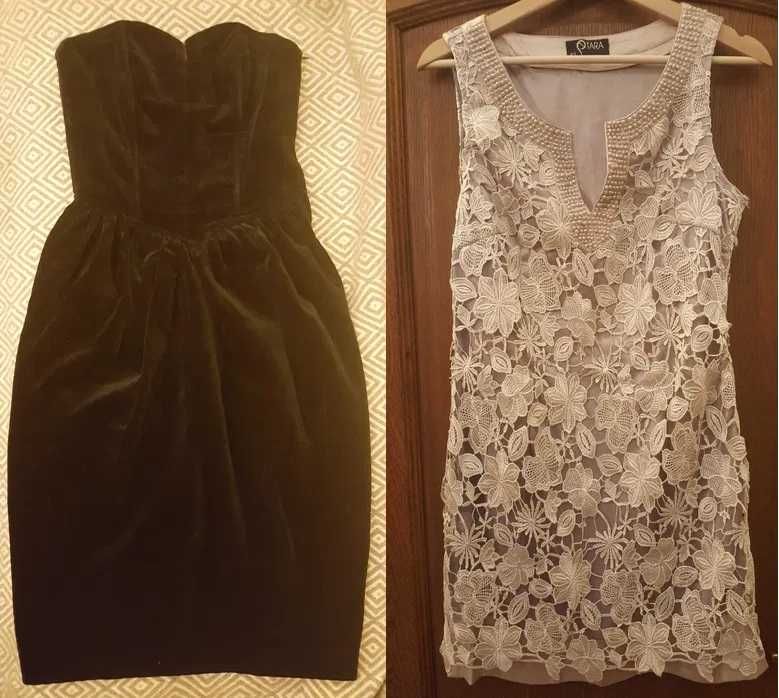 Rochii seara M calitate excepțională catifea neagra/dantela bej