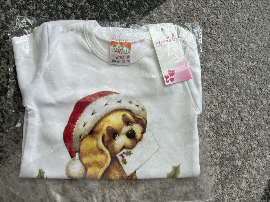 Бебешко коледно боди с етикет и други