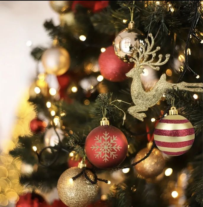 Комплект от 100 коледни топки многоцветни 3 стила