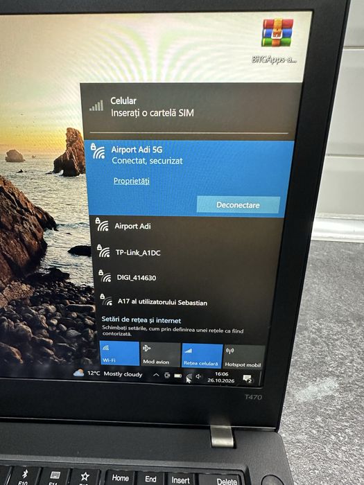 Laptop lenovo full !  Doua bateri, sim internet, tastura luminata, full hd ips