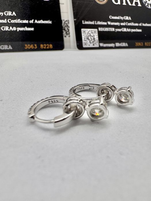 Сребърни обеци с мойсанит (Диамант) 0.5 карата