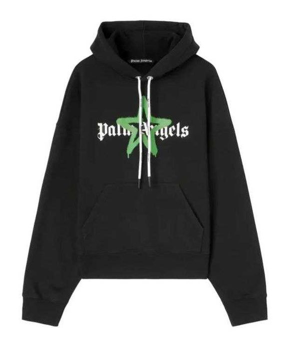 Palm Angels Green Star Spray Hoodie / L / Брендовая Толстовка Худи