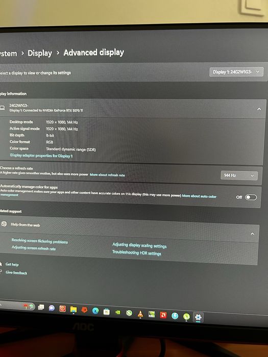Monitor Gaming 1920 1080 ,144Hz