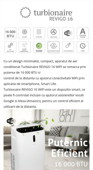 Aer conditionat mobil, Turbionaire Revigo 16, 16000 BTU