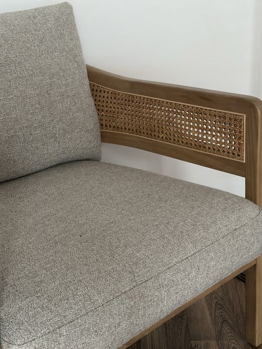 Fotoliu din lemn masiv cu ratan natural  design scandinav