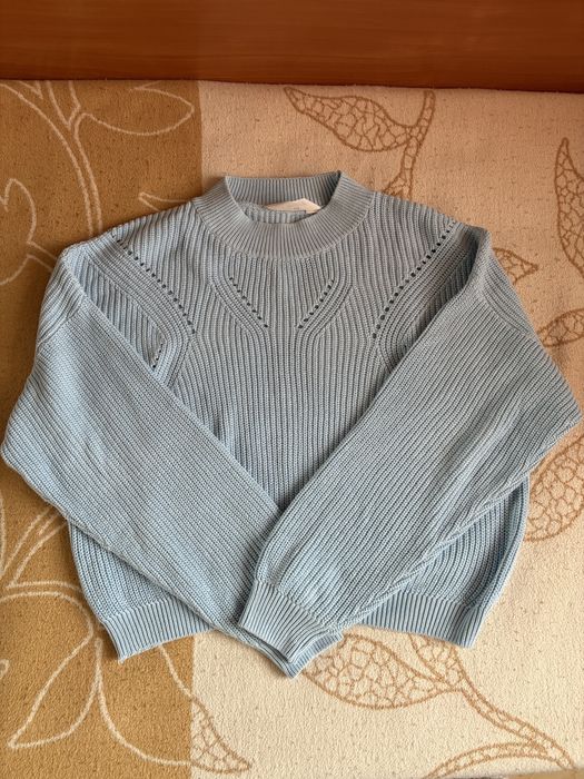 Светлосиня блуза с дълъг ръкав