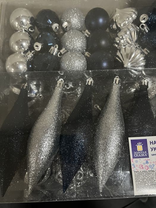 Синие/серебряные новогодние игрушки