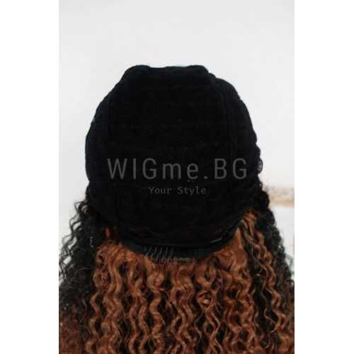 Дълга кестенява къдрава лейс фронт перука Амалия