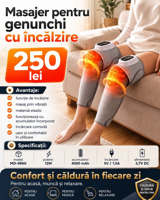 Masajer pentru genunchi cu încălzire MD-9860
