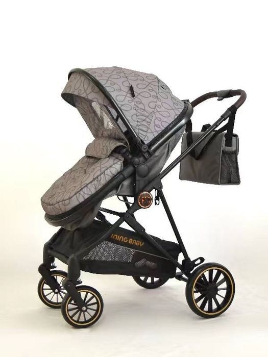 Всесезонная коляска-трансформер 2в 1 - кожаная ручка, резиновые колеса