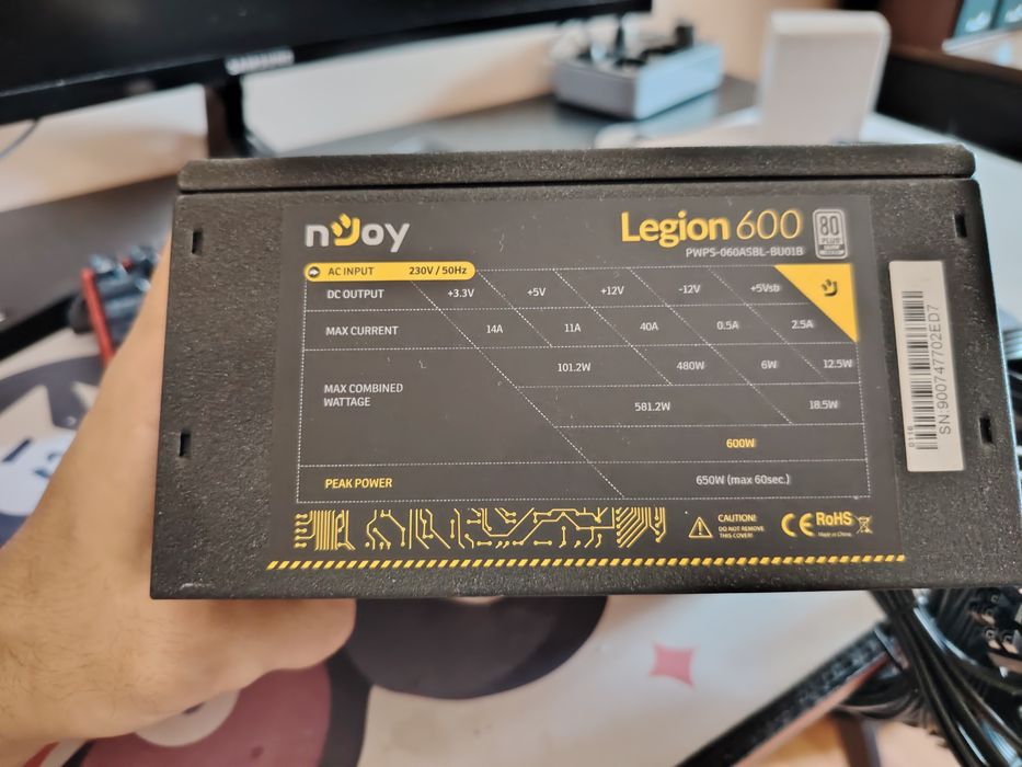 sursă PC Njoy Legion 600W, 80 Plus Silver