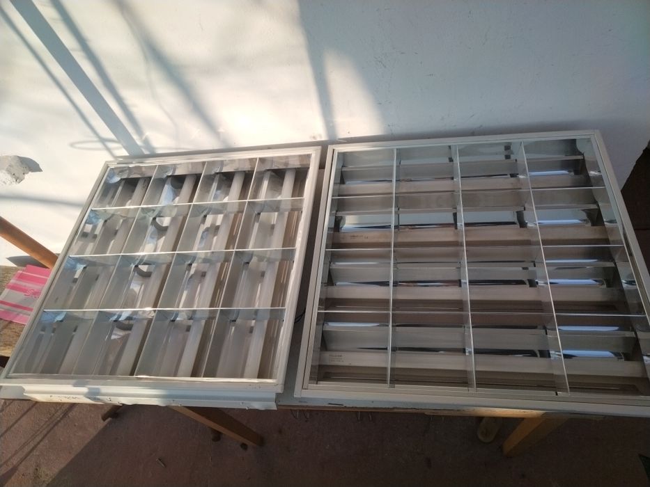 Осветително тяло за пури 4x60см, за вграждане в растерен таван, бяло т