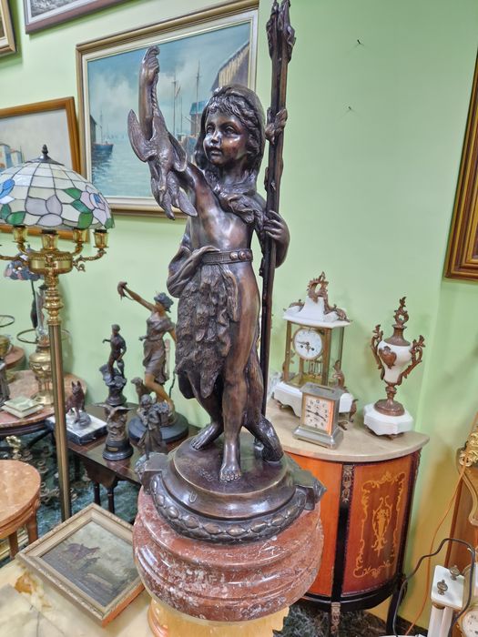 Голяма уникална антикварна френска бронзова фигура