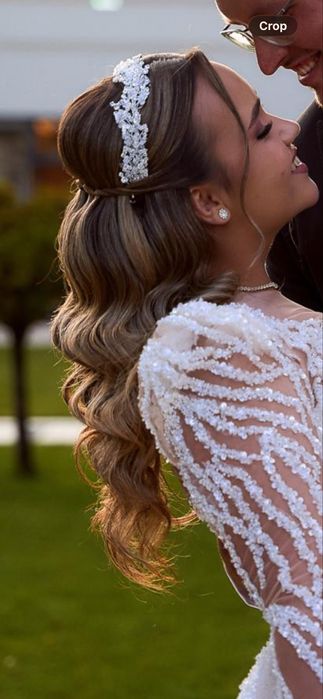 Diadema de mireasă, placata cu argint, zirconiu, Glamadea