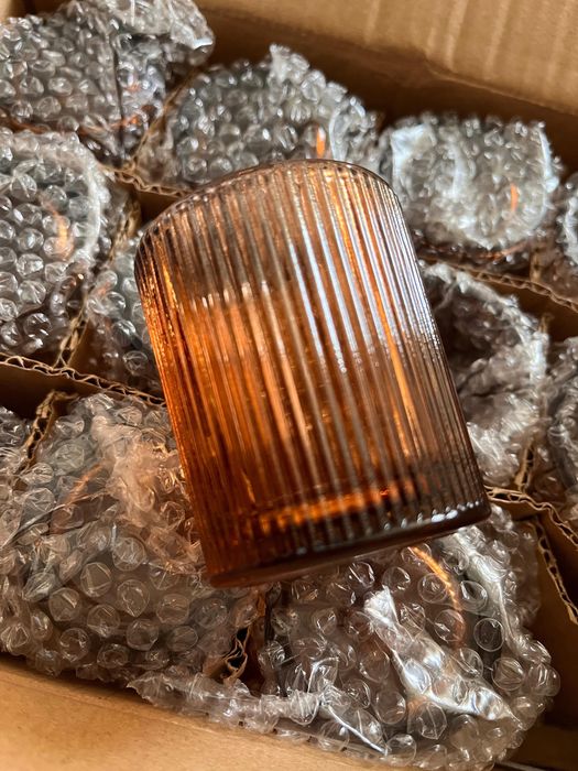 Set 12 suporturi din sticlă pentru lumânare