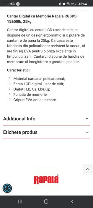 Cantar digital Rapala