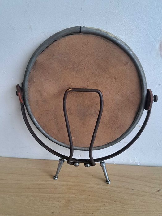 Oglindă victoriană antică din metal, oglindă pliabilă, anii 20/30.