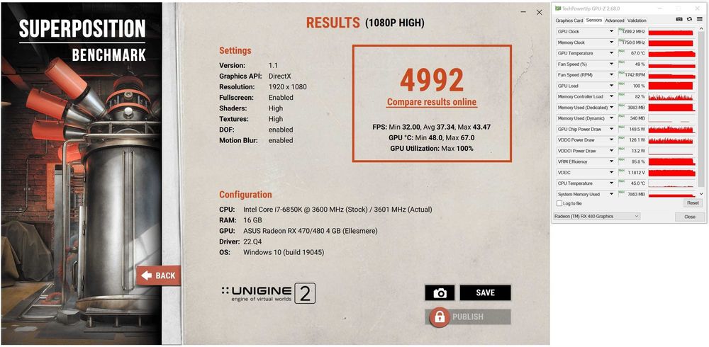 ТОП състояние Видео карта GPU ASUS Radeon RX 480 4GB DUAL OC GDDR5