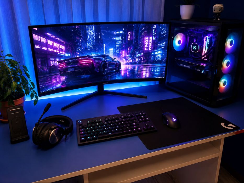 SETUP GAMING COMPLET – Ryzen 7 7800X3D + RTX 4070 SUPER + Samsung Odyssey G5 34”