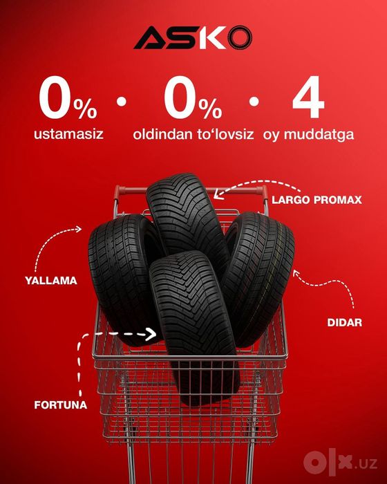 Askoning barcha dokonlaridan R12 dan R21 gacha barcha shinalar
