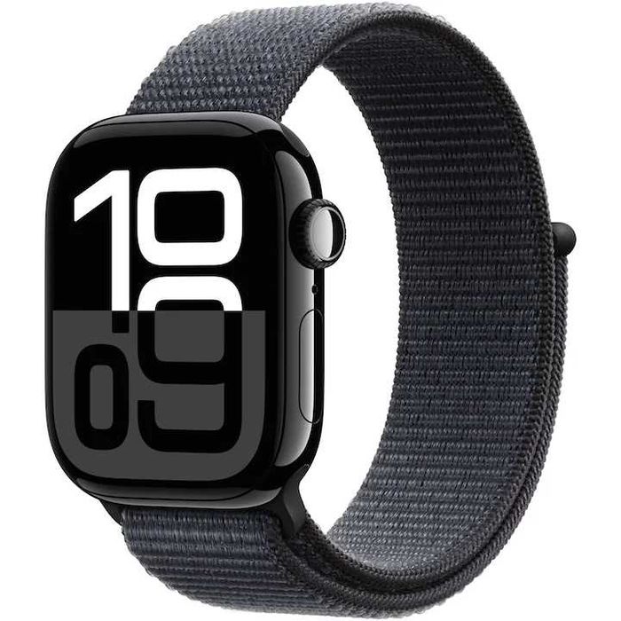 Apple Watch 10, Carcasa Jet Black Aluminium 42mm, Ink Sport Loop