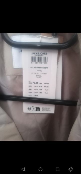 Trench palton Jack&jones XL new