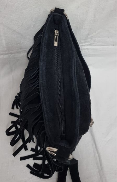 Geanta piele naturală întoarsă neagră