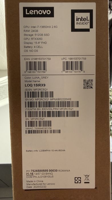 Laptop lenovo LOQ I7 Nvidia