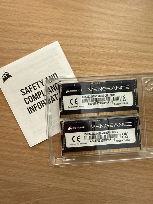Памет за лаптоп Corsair Vengeance, 32GB (2x16GB), DDR5, 4800MT/s, CL 40