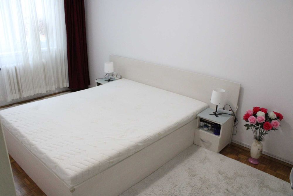 pat matrimonial 2000x1600 din pal cu saltea cu spuma memorie