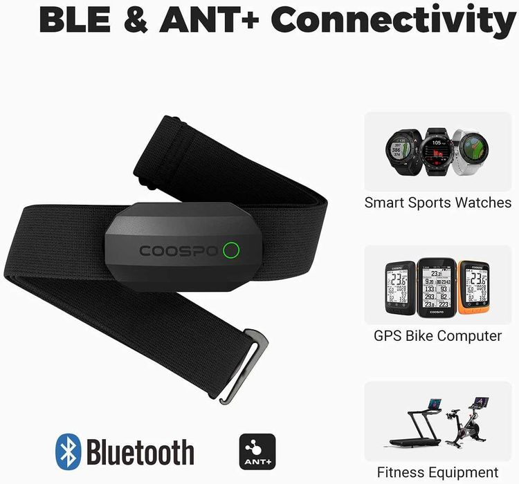 COOSPO Bluetooth пулсомер с колан за гърди