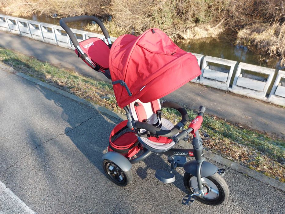Triciclu Coccolle Giro Plus Rosu 9 luni - 5 ani, roți gonflabile