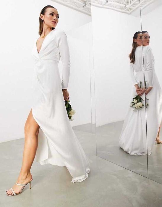 ASOS Bridal бяла сатенена сватбена рокля / булченска рокя 38 размер