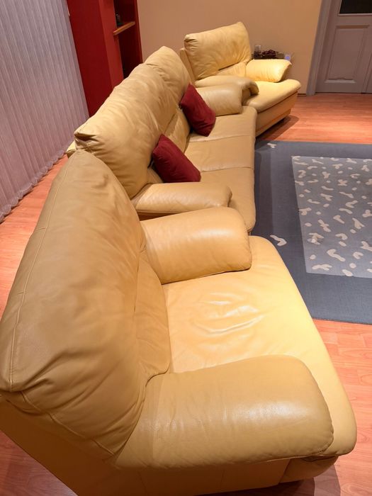 Canapea extensibilă piele + fotolii