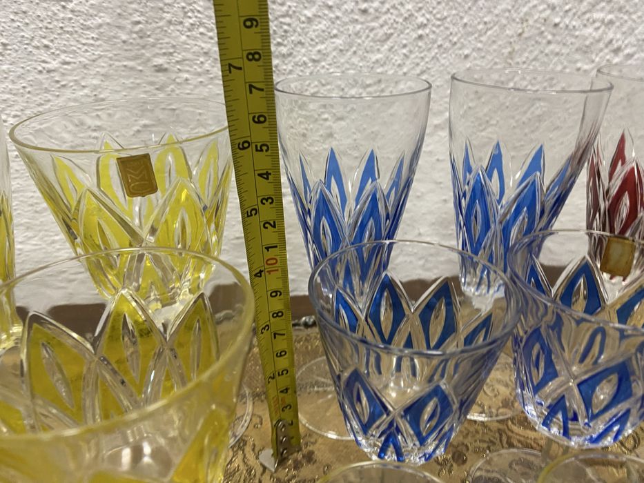 Немски кристални чаши цветно стъкло