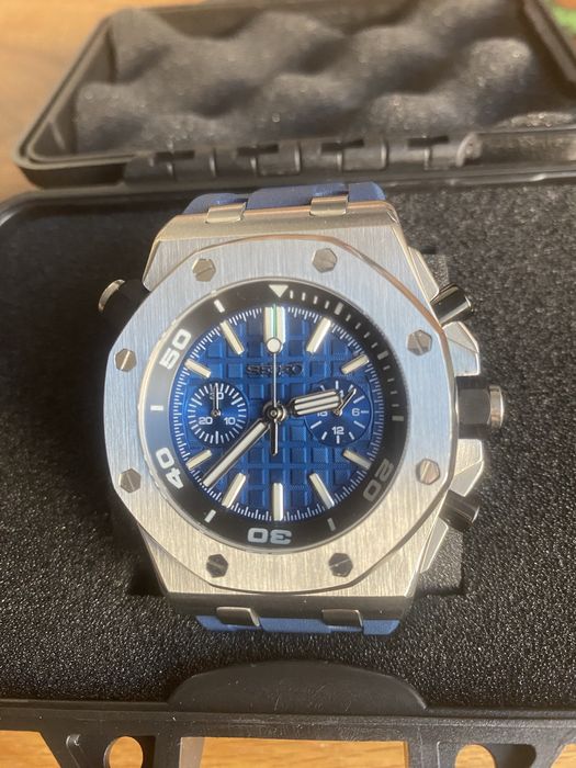 Seiko Mod Watch VK64 Quartz Blue Sport Dial