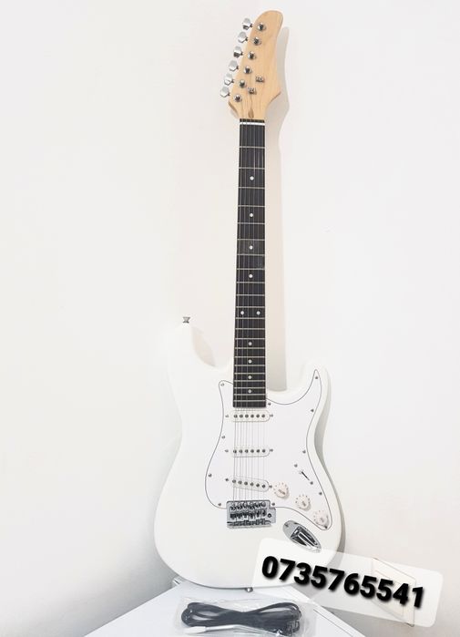 Chitara electrica 100cm 22 taste 6 corzi finisaj lacuit blue negru alb